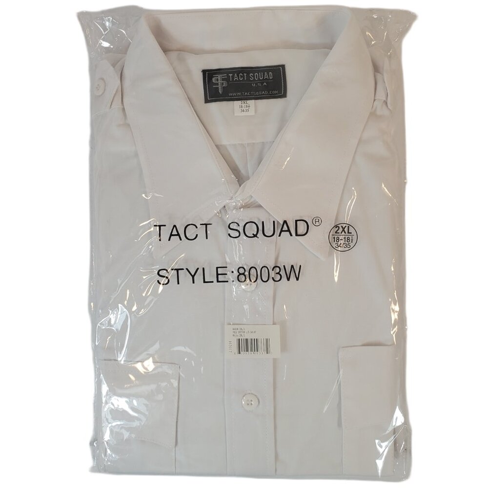 Tact Squad 8003W Poly/Cotton Long Sleeve Uniform Shirt White. 2XL 18-18.5 34-35